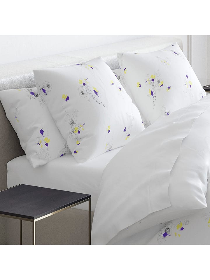 Cacharel textiles Satynowe prześcieradło w kolorze białym na gumce rozmiar: 140x200 cm