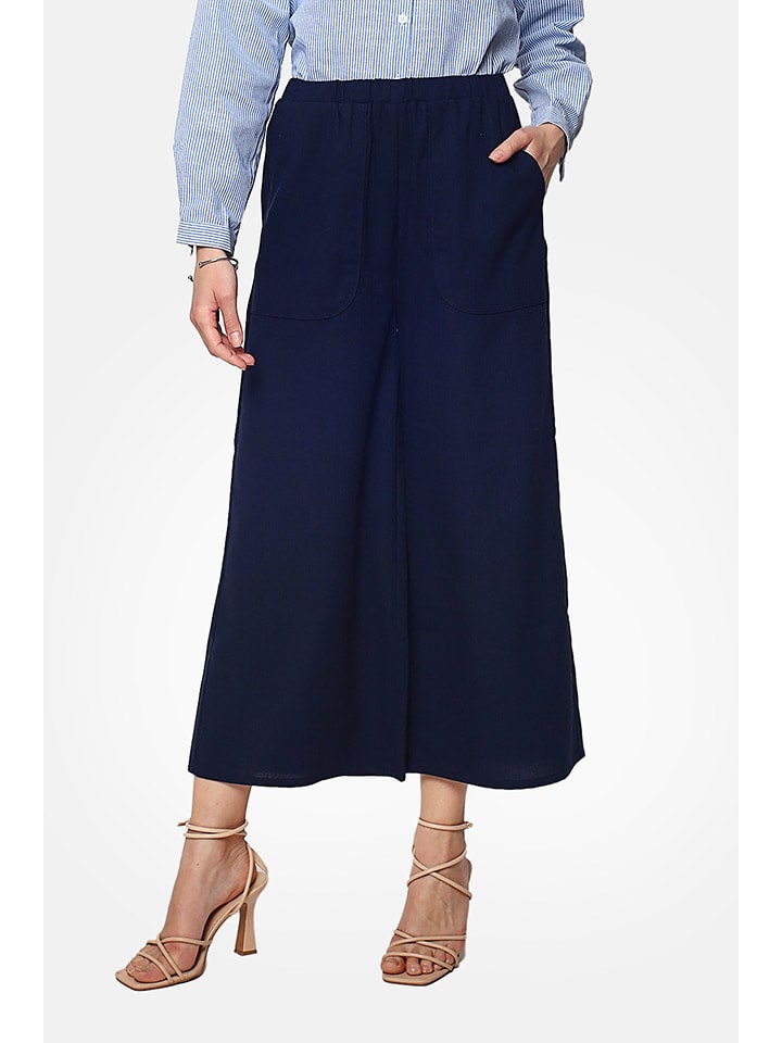 Le Jardin du Lin Lniane spodnie w kolorze granatowym rozmiar: 38