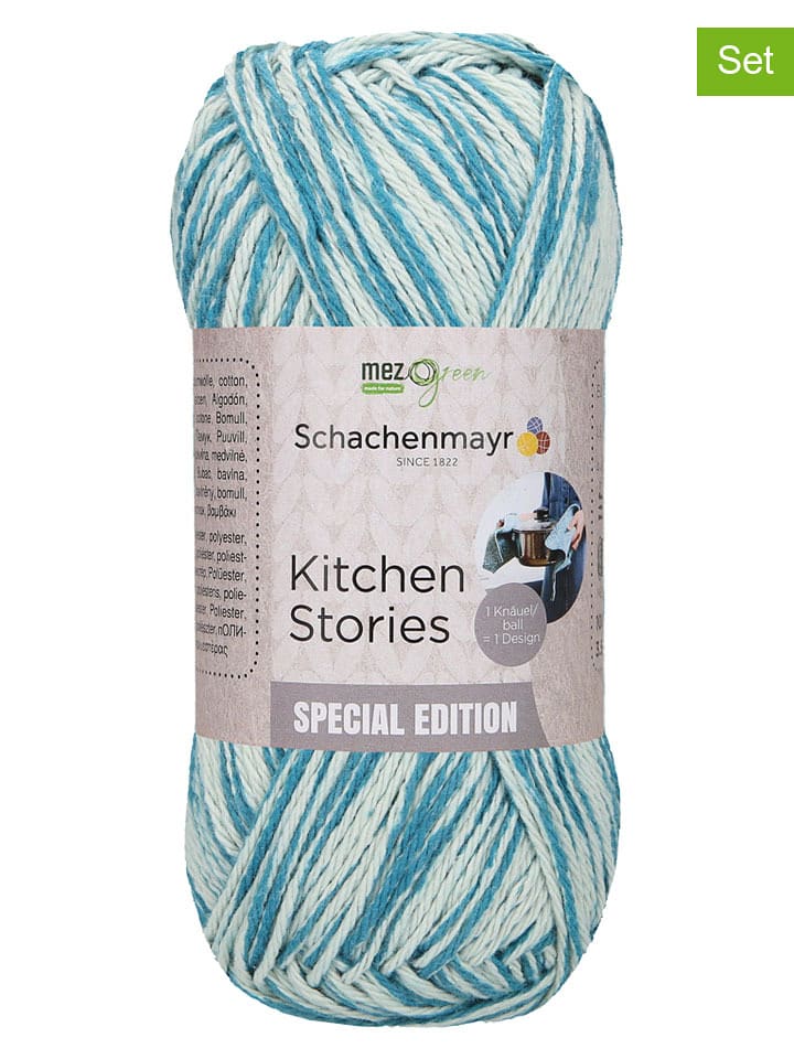 Schachenmayr since 1822 Mieszana przędza bawełniana (5 szt.) w kolorze niebiesko-kremowym - 5 x 100 g rozmiar: onesize