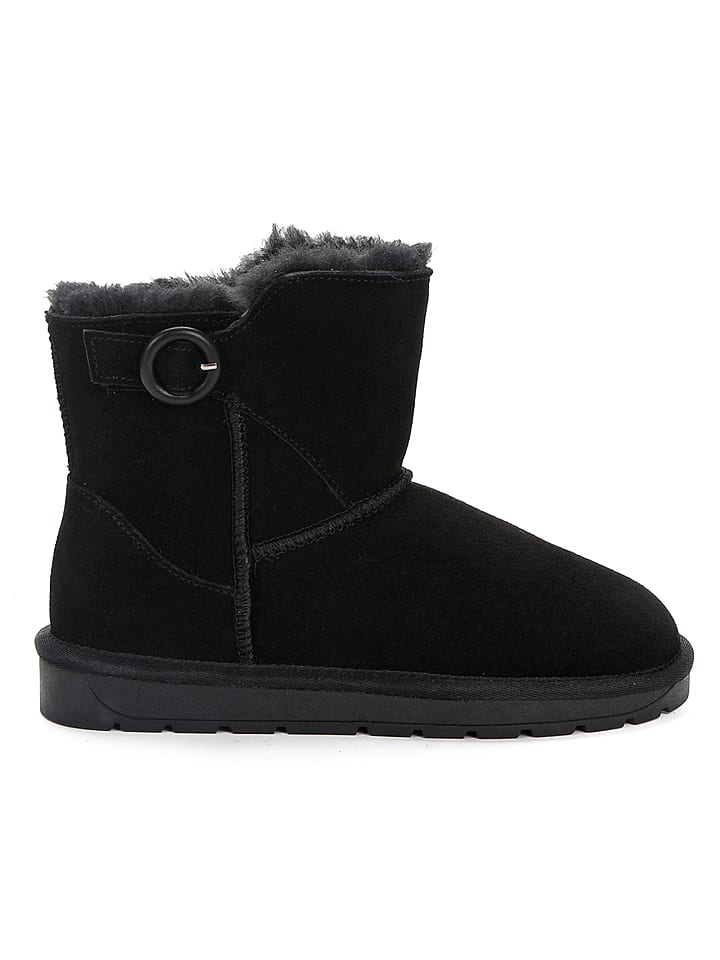 NICEBAY Skórzane botki zimowe "Lisela" w kolorze czarnym rozmiar: 38