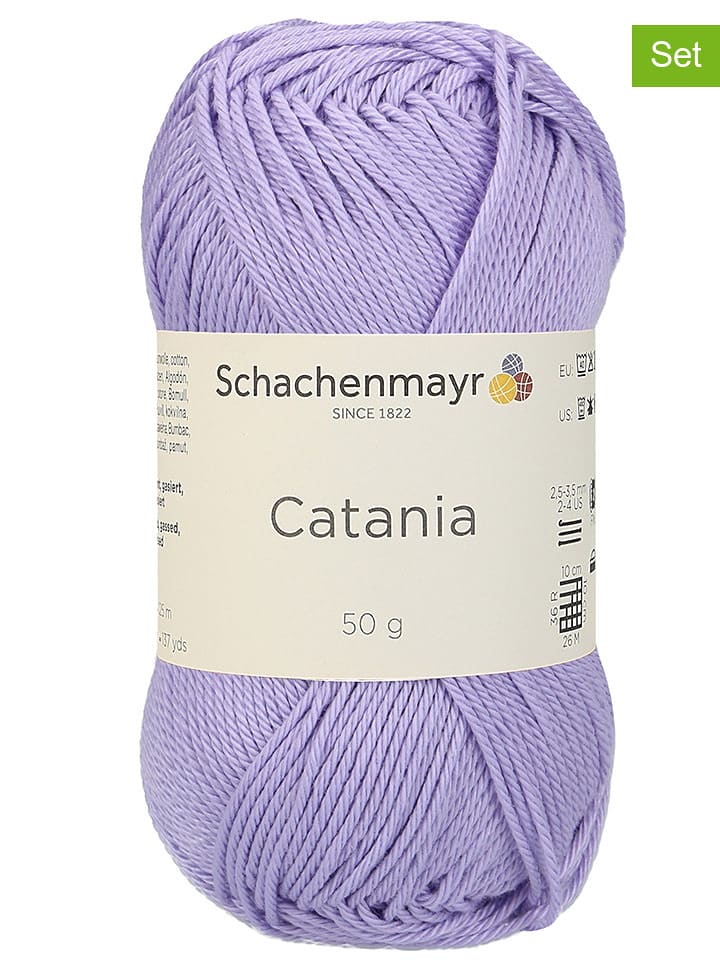 Schachenmayr since 1822 Przędza bawełniana (10 szt.) "Catania" w kolorze lawendowym - 10 x 50 g rozmiar: onesize