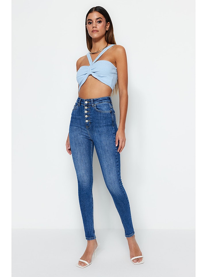 trendyol Dżinsy - Skinny fit - w kolorze niebieskim rozmiar: 42