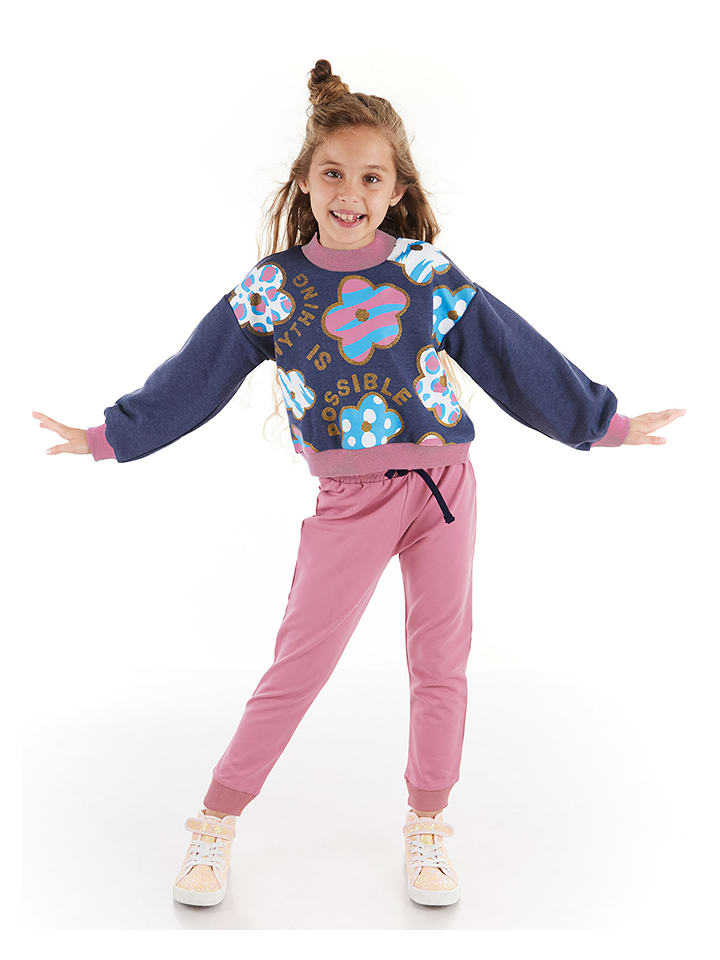 2-częściowy zestaw "Flowers" w kolorze jasnoróżowo-niebieskim