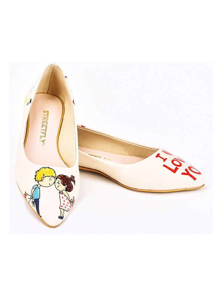 Baleriny w kolorze beżowym ze wzorem