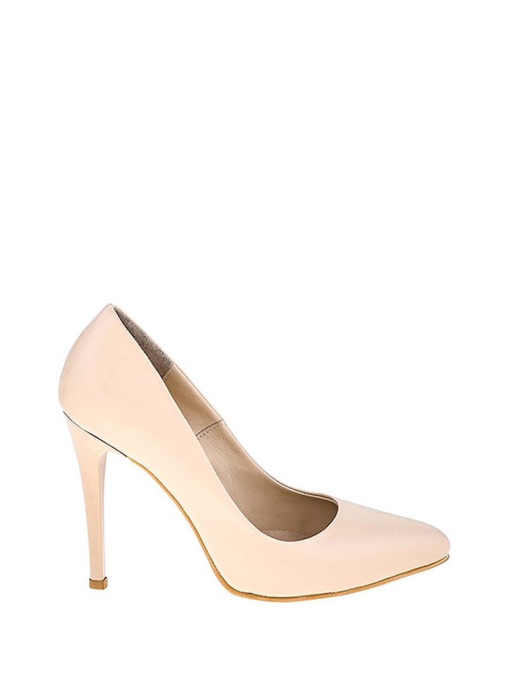 Skórzane szpilki w kolorze beżowym