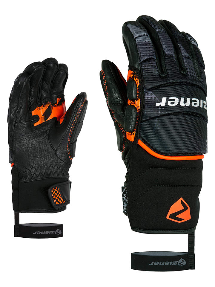 Ziener Rękawiczki narciarskie "Ladir" w kolorze pomarańczowo-czarnym rozmiar: 6
