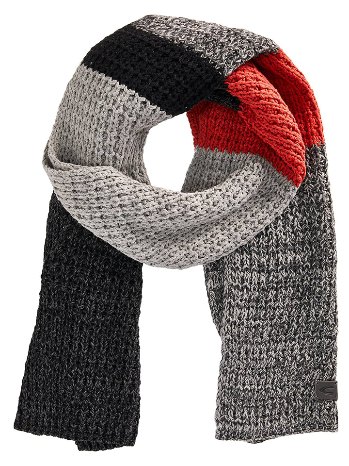 Camel Active Szalik w kolorze czarno-szaro-czerwonym - 180 x 30 cm rozmiar: onesize