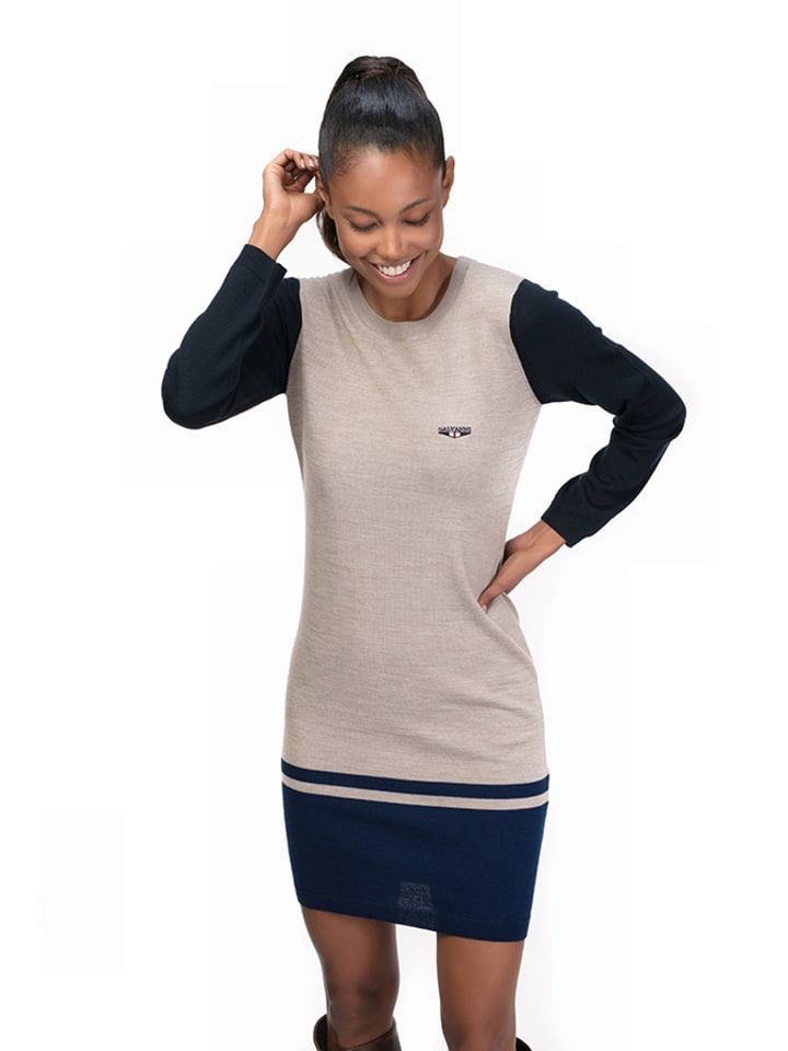 Sukienka w kolorze beżowo-niebiesko-granatowym