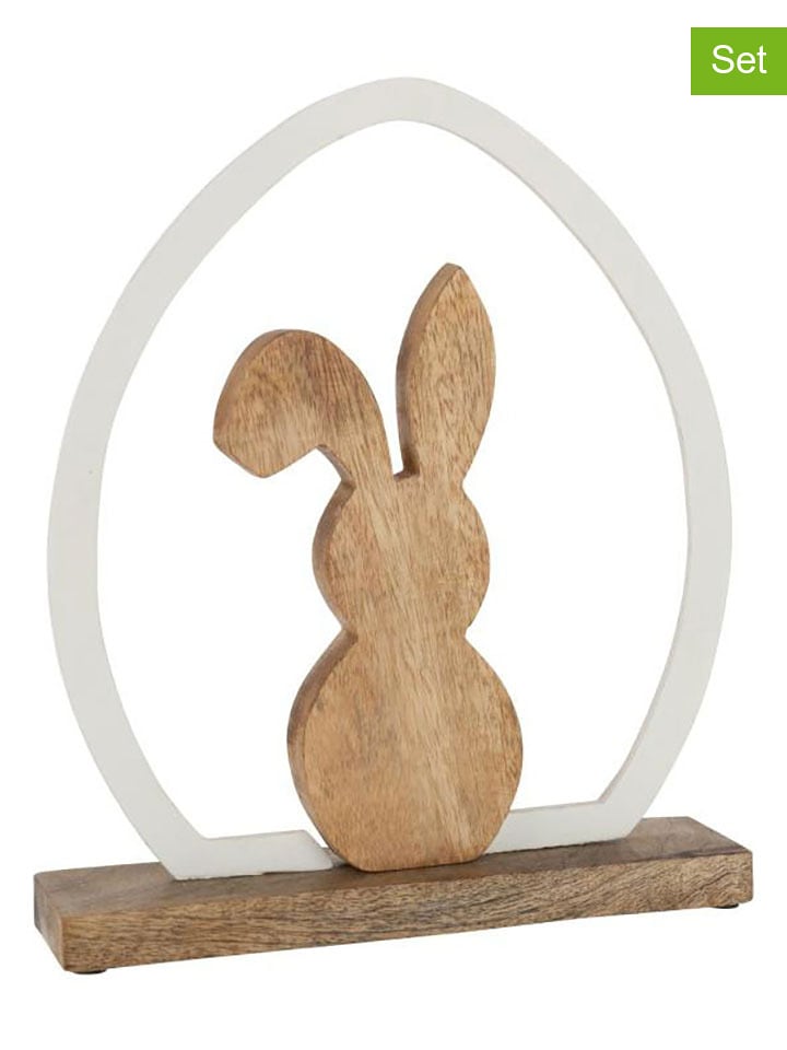 J Line Dekoracje (2 szt.) w kolorze jasnobrązowo-białym - 27 x 32,5 cm rozmiar: onesize