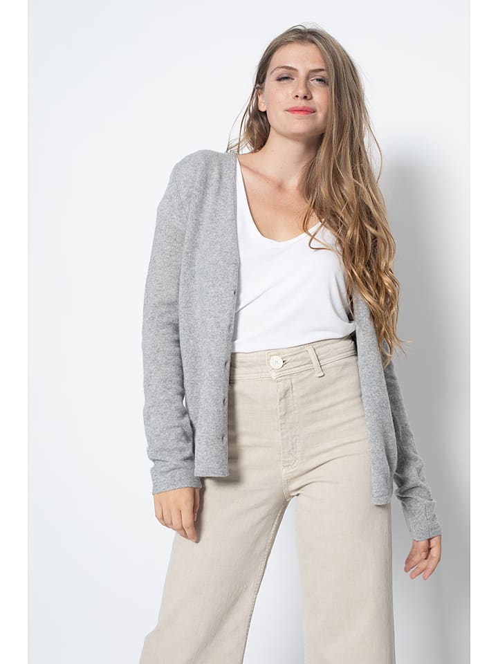 Kaszmirowy kardigan "Norma" w kolorze jasnoszarym