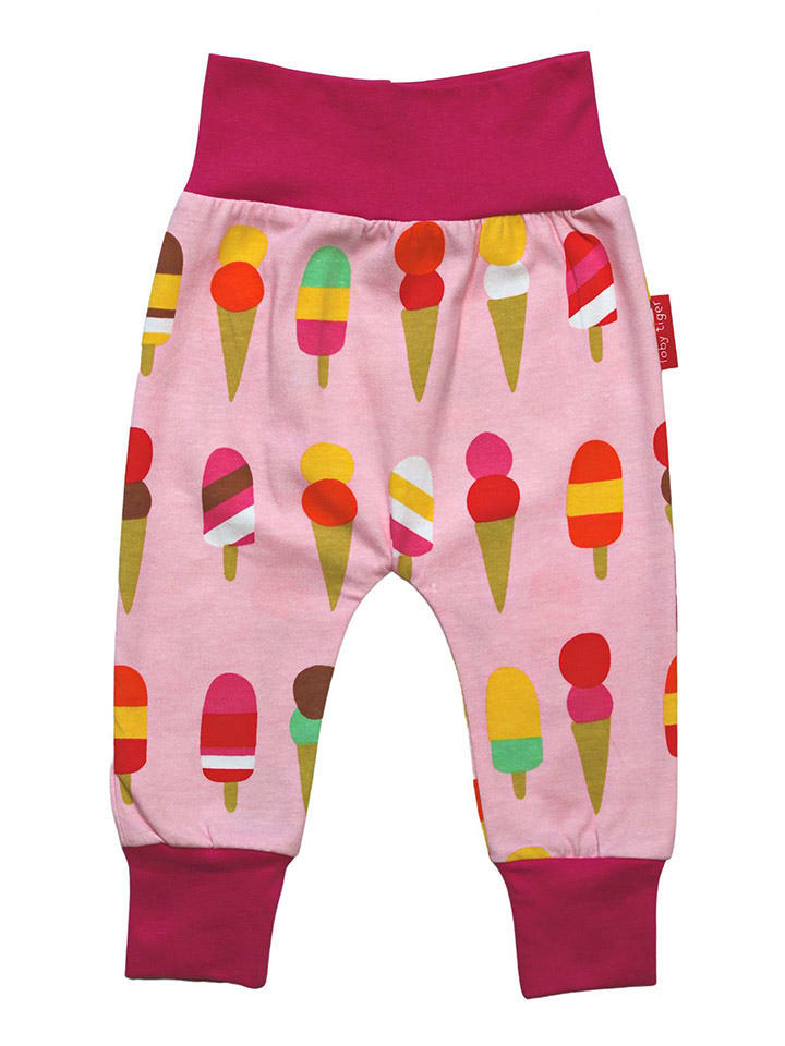 Toby Tiger Spodnie w kolorze jasnoróżowym ze wzorem rozmiar: 86