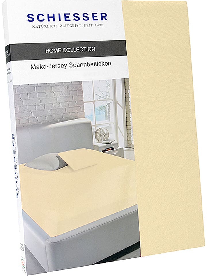 Schiesser Prześcieradło w kolorze kremowym na gumce z mako-dżerseju rozmiar: 180x200 cm