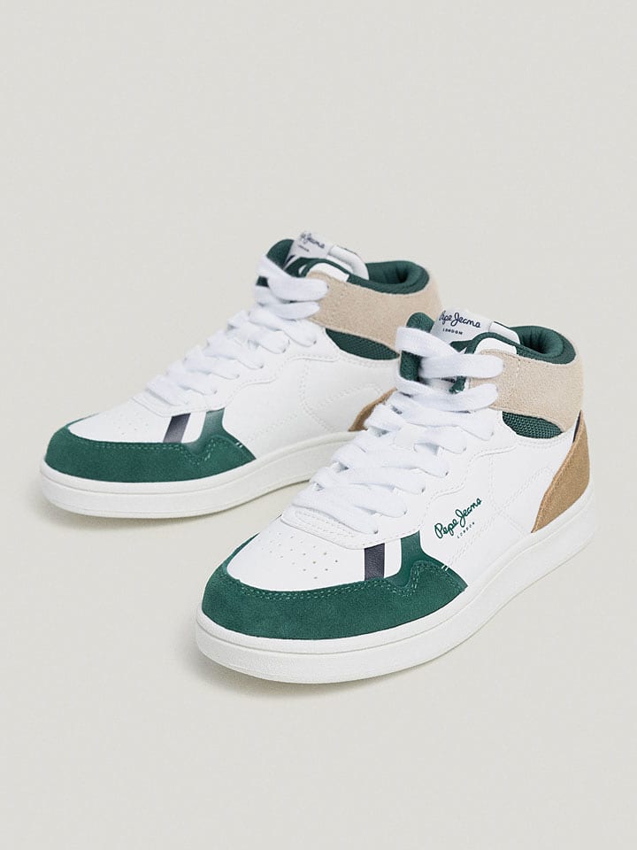 Pepe Jeans FOOTWEAR Skórzane sneakersy w kolorze biało-zielonym rozmiar: 39