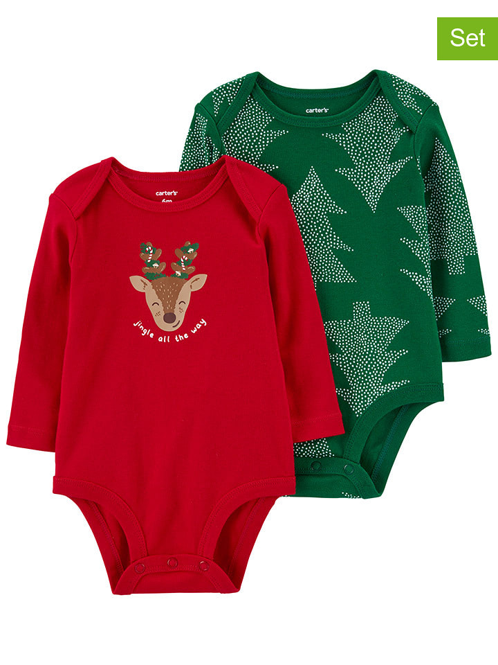 carter's Body (2 szt.) w kolorze zielonym i czerwonym rozmiar: 80