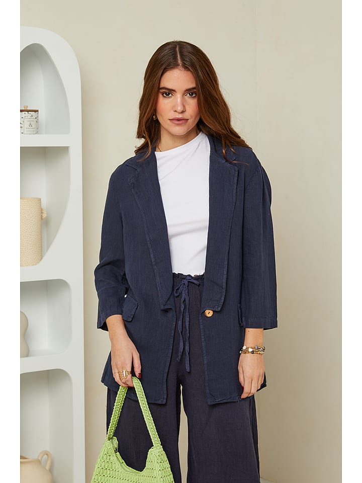 Rodier Lin Lniany blezer w kolorze granatowym rozmiar: M/L