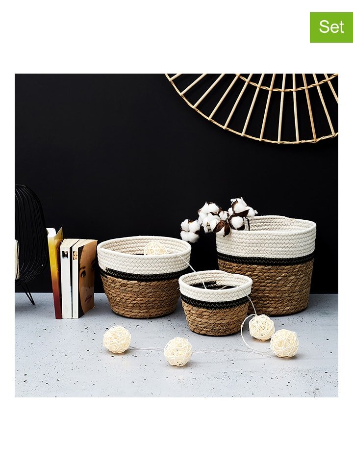 Ethnical Life Kosze (3 szt.) w kolorze jasnobrązowo-białym rozmiar: onesize