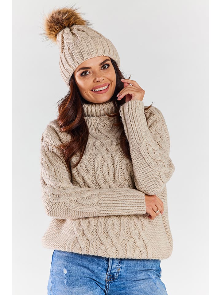 Awama Czapka w kolorze beżowym rozmiar: onesize