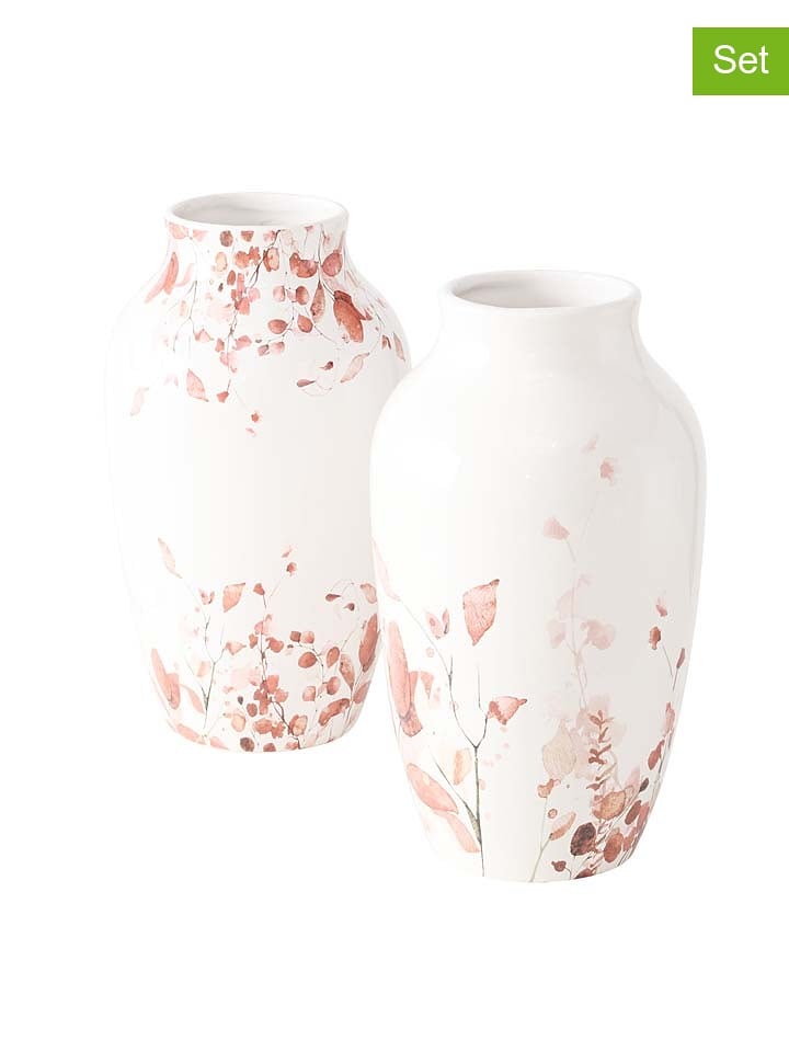 Boltze Wazony (2 szt.) "Bernada" w kolorze biało-różowym - wys. 25,4 x Ø 13,8 cm rozmiar: onesize