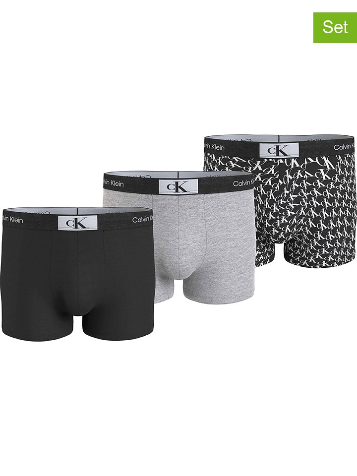 CALVIN KLEIN UNDERWEAR Bokserki (3 par) w kolorze jasnoszaro-czarnym rozmiar: S