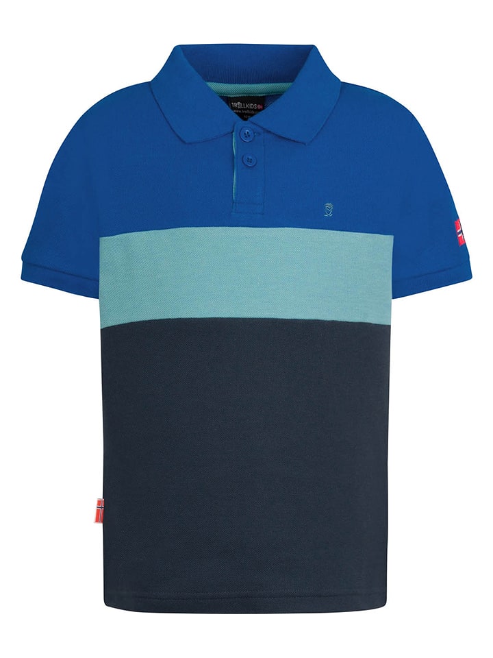 Trollkids Funkcyjna koszulka polo "Eikefjord" w kolorze niebieskim rozmiar: 128