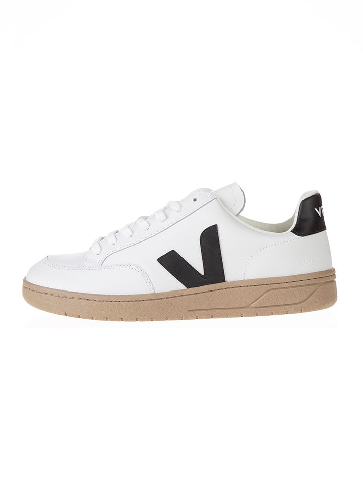 Veja Skórzane sneakersy "V 12" w kolorze biało-czarnym rozmiar: 43