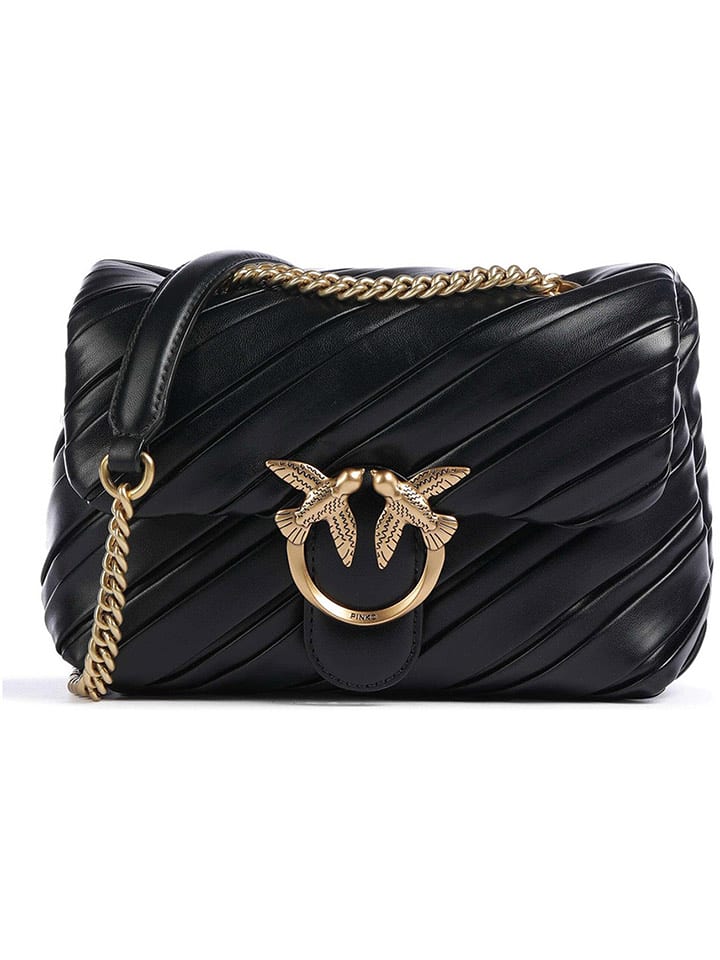 Pinko Skórzana torebka w kolorze czarnym - szer. 22 cm rozmiar: onesize