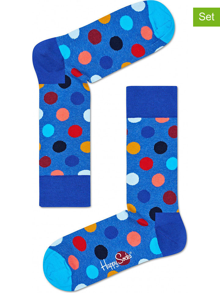 Happy Socks Skarpety (2 pary) "Big Dots" w kolorze niebieskim ze wzorem rozmiar: 41-46