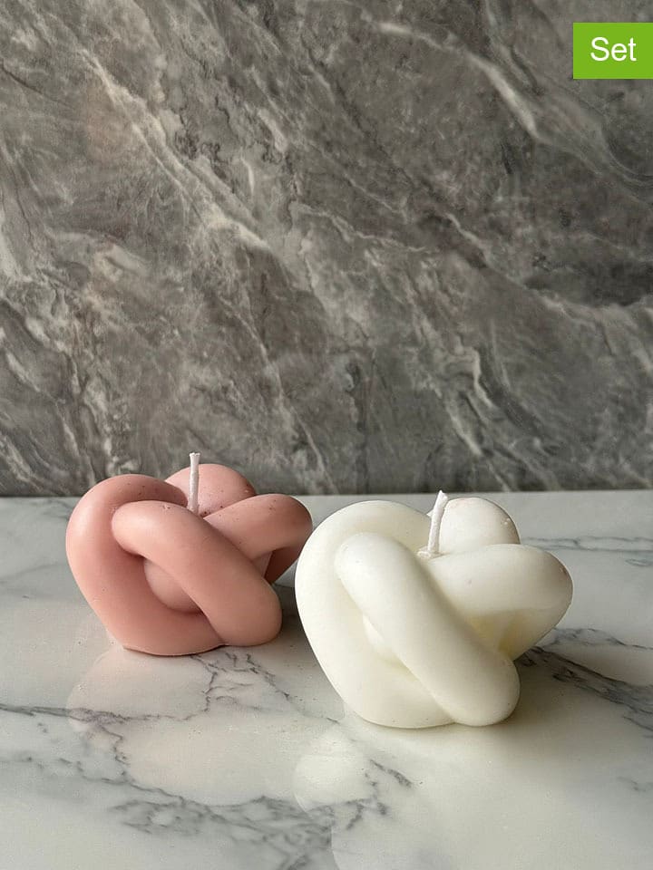 ABERTO DESIGN Świece (2 szt.) w kolorze biało-jasnoróżowym - wys. 5 x Ø 6 cm rozmiar: onesize
