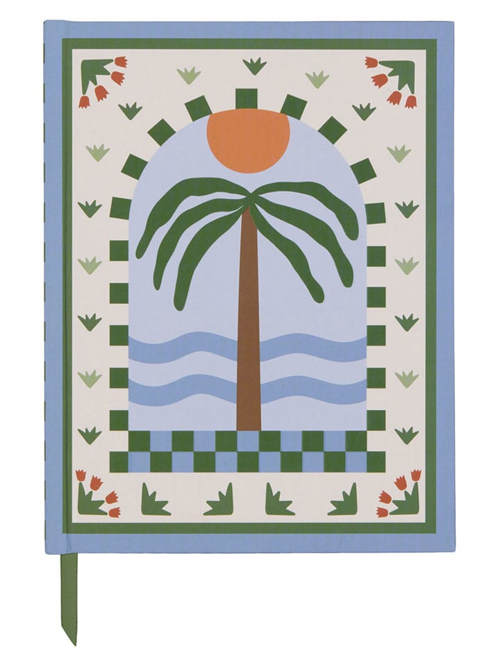 DESIGNWORKS INK ® Notatnik "Palm" w kolorze kremowo-błękitno-zielonym - 19,7 x 15,2 cm rozmiar: onesize