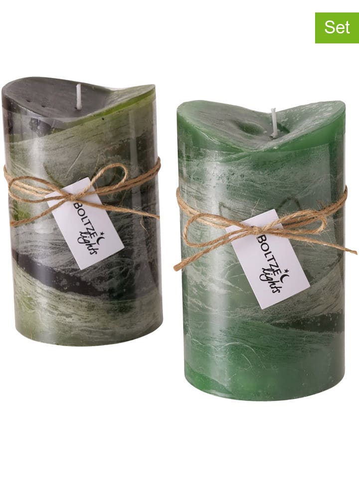 Boltze Świece (2 szt.) "Gradienta" w kolorze zielonym rozmiar: onesize
