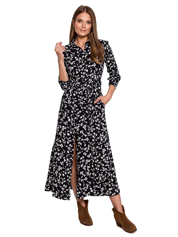 Sukienka w kolorze czarno-białym ze wzorem