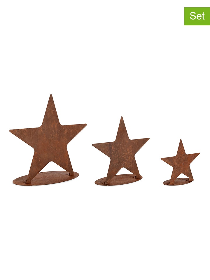 Bizzotto Figurki dekoracyjne (3 szt.) "Star" w kolorze brązowym rozmiar: onesize