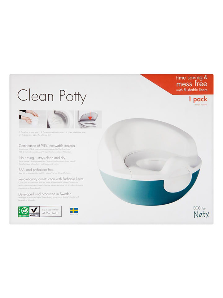 Nocnik "Clean Potty" w kolorze biało-turkusowym
