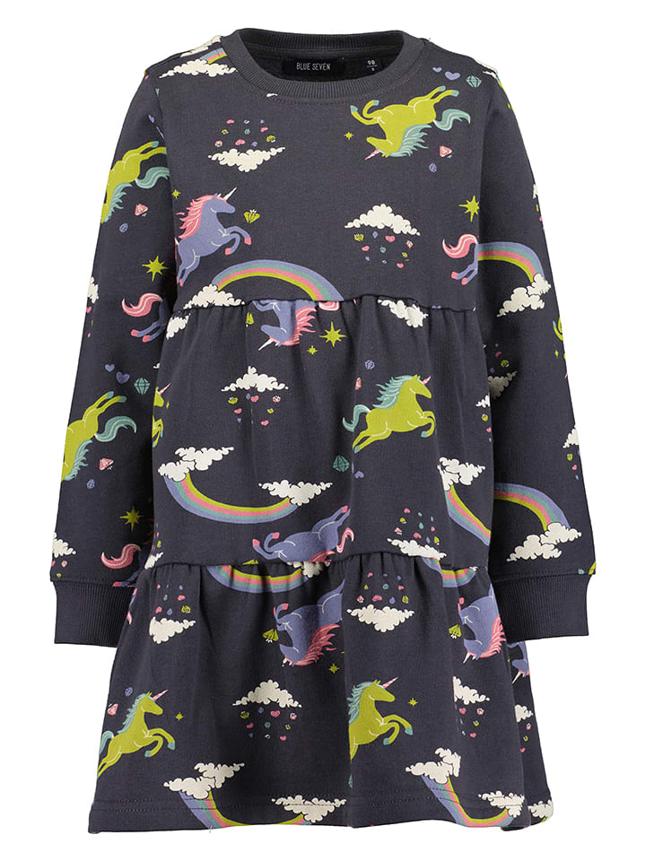 Blue Seven Sukienka dresowa w kolorze antracytowym rozmiar: 116