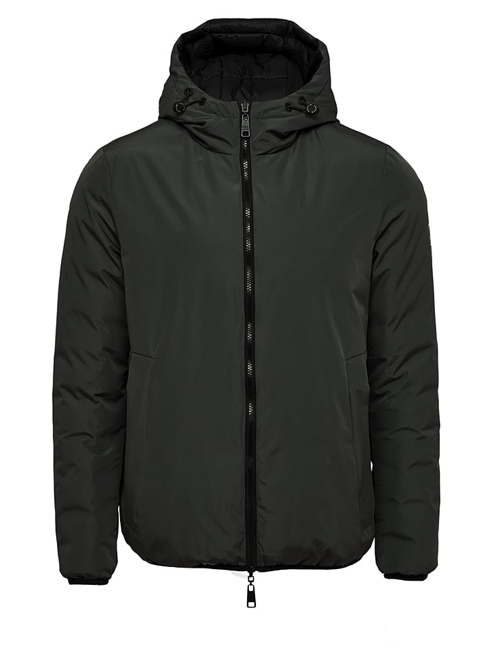 Dwustronna kurtka przejściowa w kolorze ciemnozielono-czarnym