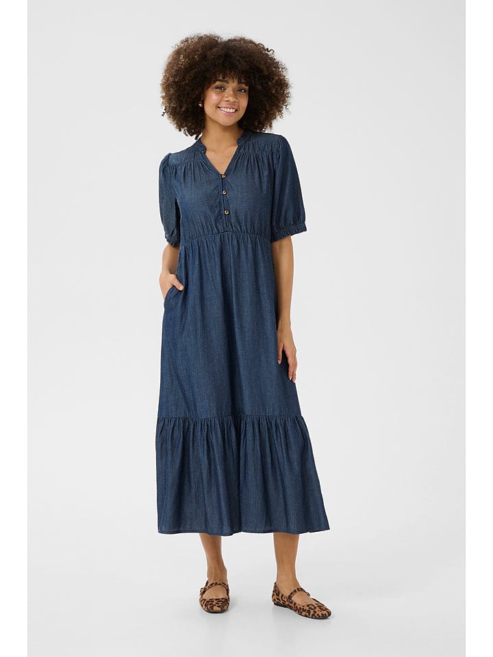 CULTURE Sukienka dżinsowa "Aurelia" w kolorze granatowym rozmiar: L