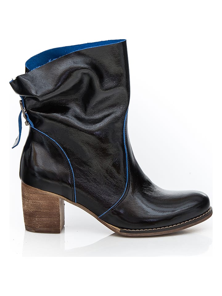 Skórzane botki w kolorze czarnym