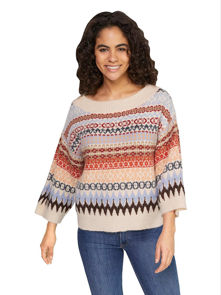 Sweter w kolorze kremowym ze wzorem