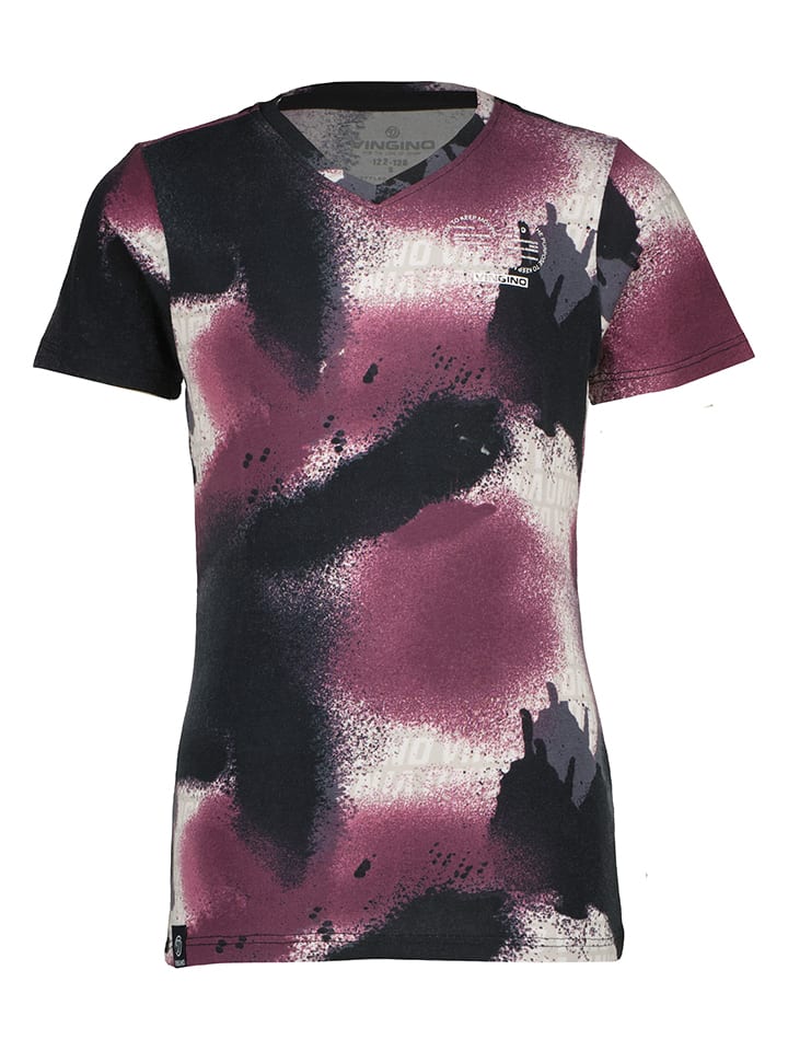 Vingino Koszulka "Camou" w kolorze czarno-fioletowym rozmiar: 158/164
