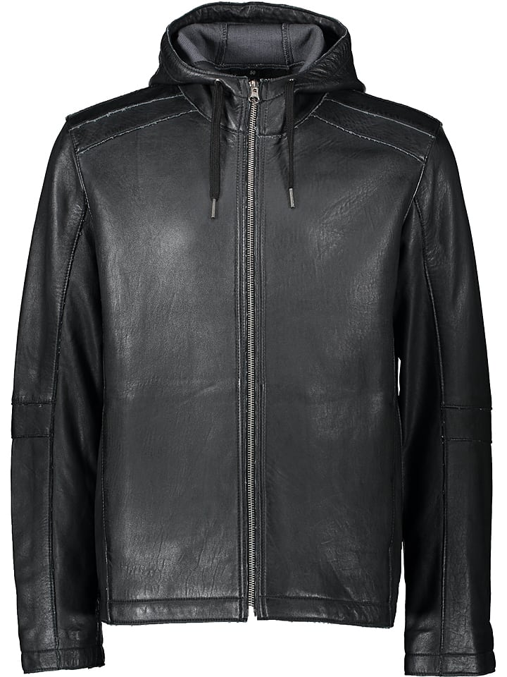 Skórzana kurtka "Haron" w kolorze antracytowym