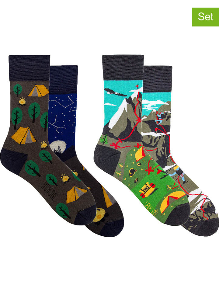 Spox Sox Skarpety (2 pary) "Camping + Hiking" ze wzorem rozmiar: 36-39