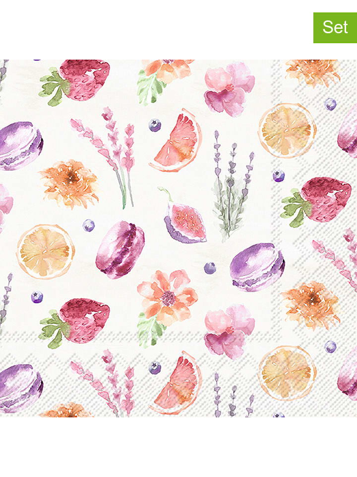 IHR Serwetki (60 szt.) "Lété" w kolorze białym ze wzorem rozmiar: onesize