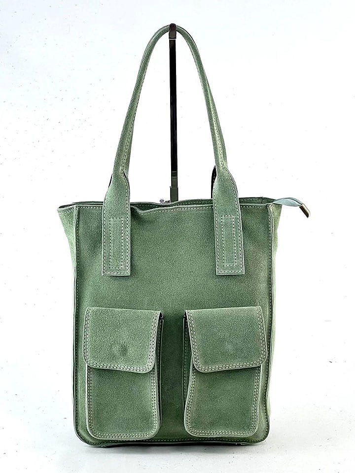 Marlon Skórzana torebka "Floriana" w kolorze miętowym - 24 x 30 x 8 cm rozmiar: onesize