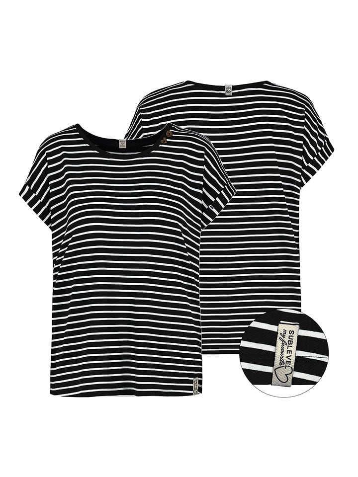 Sublevel Koszulka w kolorze czarno-białym rozmiar: XS