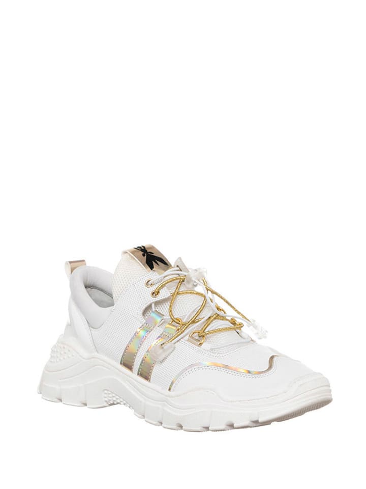Sneakersy w kolorze biało-złotym