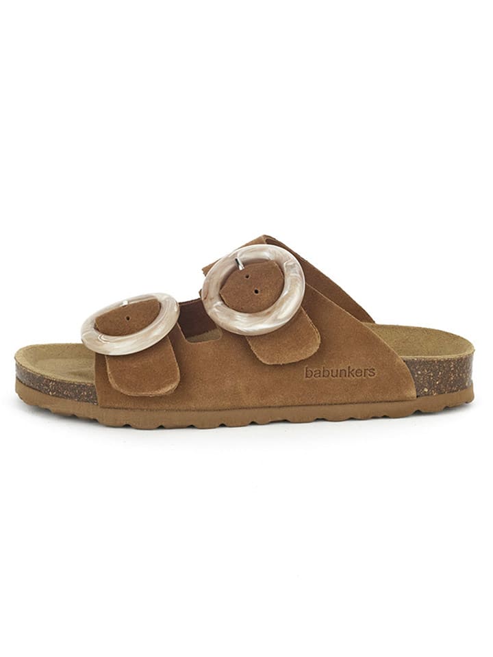 BABUNKERS Family Skórzane klapki w kolorze brązowym rozmiar: 39