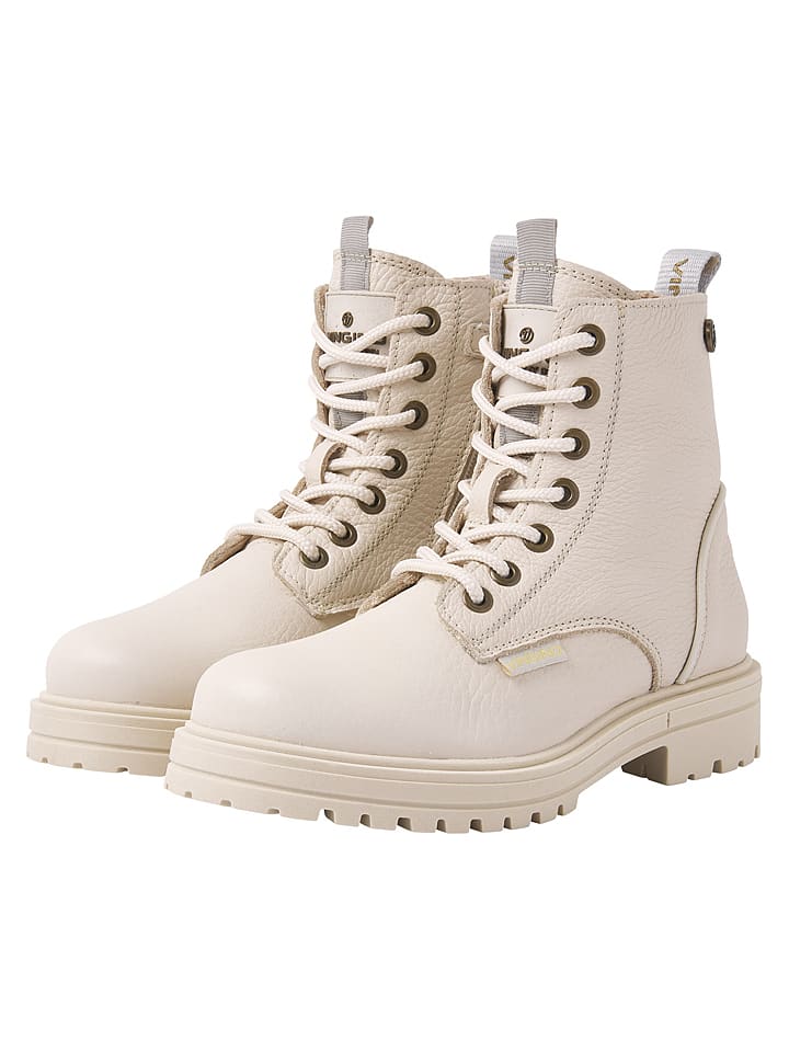 Vingino Skórzane botki "Dory" w kolorze kremowym rozmiar: 33