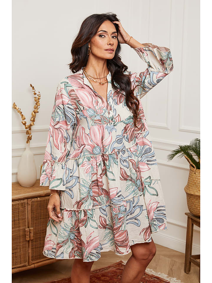 Joséfine Lniana sukienka w kolorze białym rozmiar: S