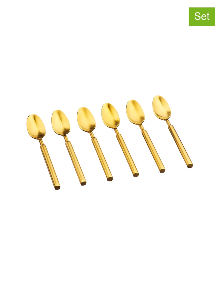 Björn Łyżeczki (6 szt.) "Viggo" w kolorze złotym do kawy - dł. 14 cm rozmiar: onesize