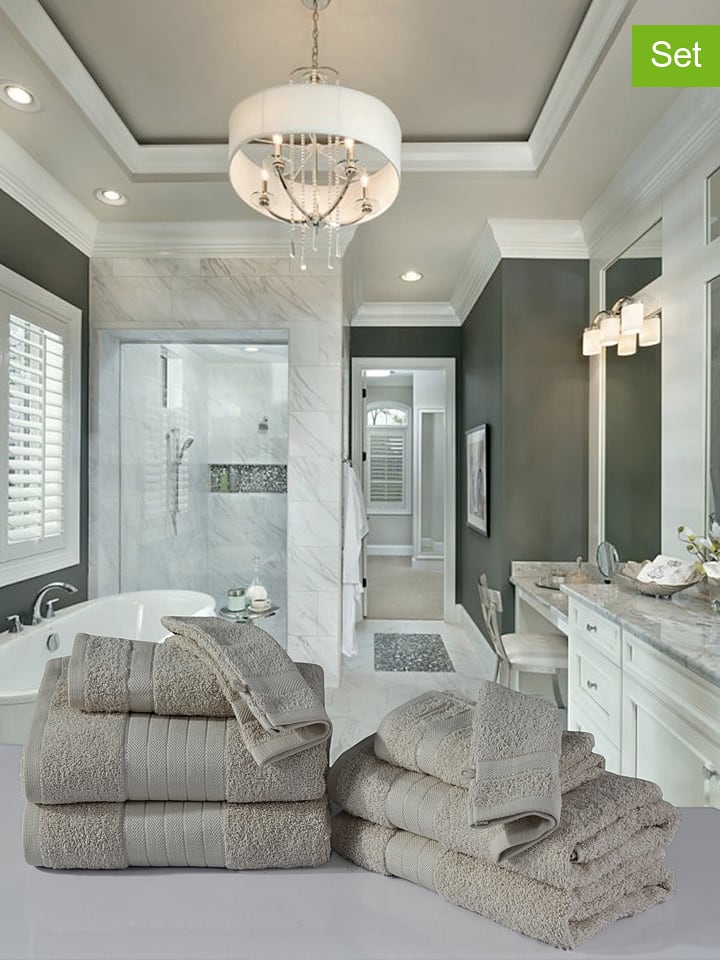 Hip 8-częściowy zestaw ręczników w kolorze beżowym rozmiar: 16x22 cm